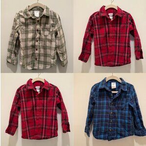 Toddler Boys Plaid Button Down Shirt Bundle 4T Carter’s Okie Dokie Flannel (4)